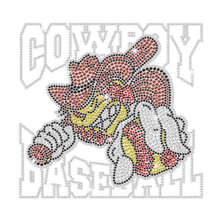 Bling Cool Cowboy Baseball Hotfix Rhinestone Transfer